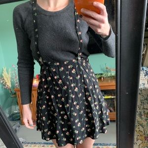 Black rose skirt with suspenders. NWT